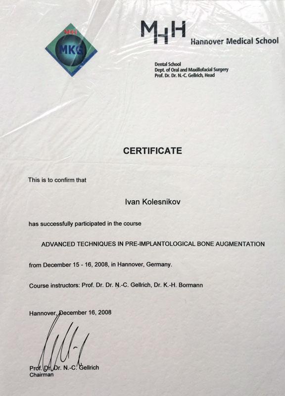 dental implants in prague dr certificate